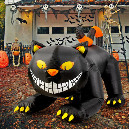 GOOSH 6 FT Halloween Inflatables Outdoor Black Cat with Shakable Head, Blow Up Yard Decoration with LED Lights Built-in for Holiday/Party/Yard/Garden