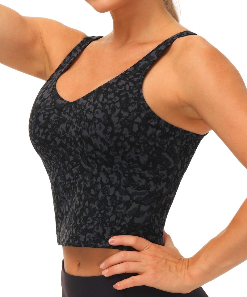 THE GYM PEOPLE Womens Longline Sports Bra Wirefree Padded Medium Support Yoga Bras Gym Running Workout Tank Tops (Graffiti, Medium)