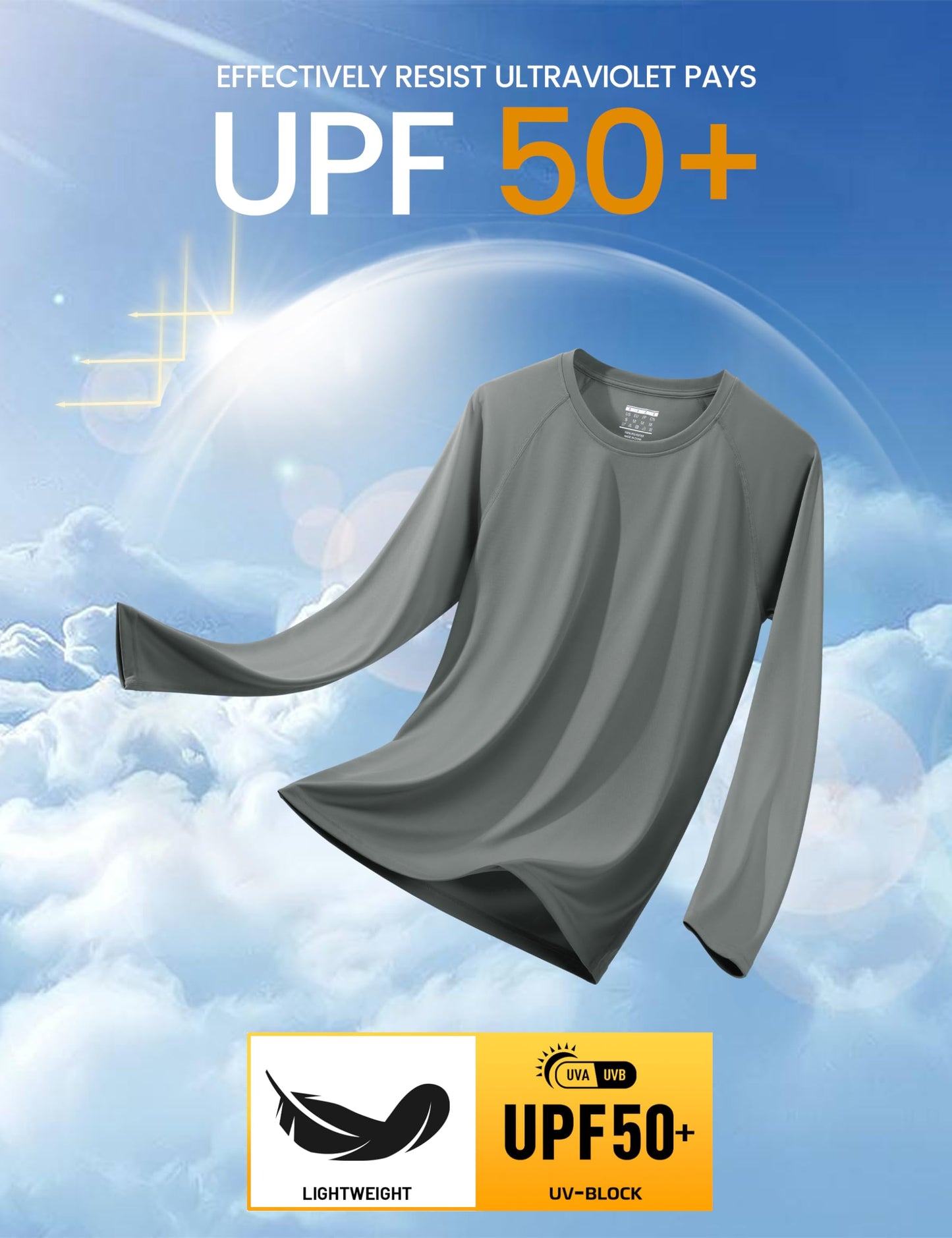MAGCOMSEN Shirts for Men Long Sleeve Workout Gym Athletic UV Sun Running Fishing Rashguard Hiking Swim SPF 50 Shirts Dark Grey