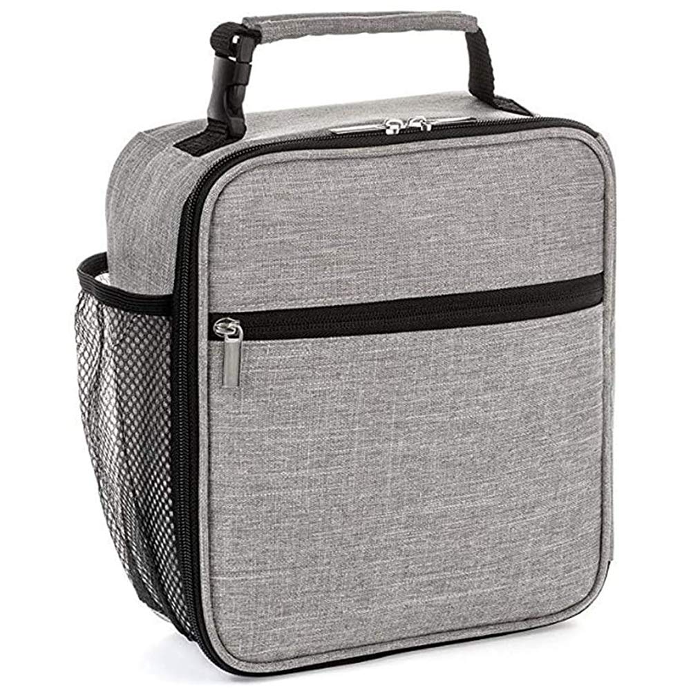 IWTTWY Insulated Lunch Bag, Leakproof Portable Lunch Box for Women Men Boys Girls, Large Capacity Cooler Bag with Handle and Bottle Pocket for Office School Camping Hiking Outdoor Beach Picnic (Grey)