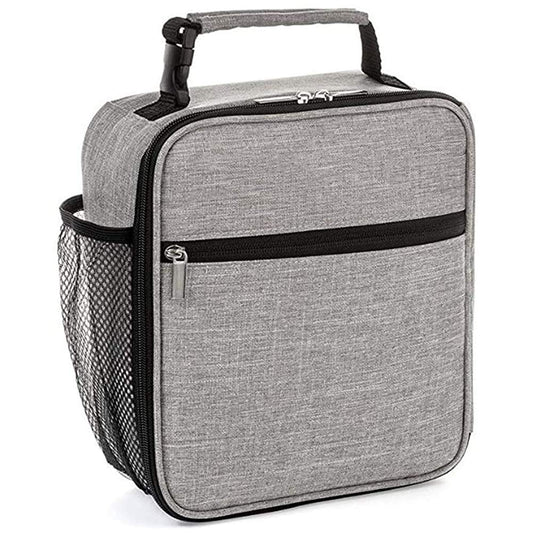 IWTTWY Insulated Lunch Bag, Leakproof Portable Lunch Box for Women Men Boys Girls, Large Capacity Cooler Bag with Handle and Bottle Pocket for Office School Camping Hiking Outdoor Beach Picnic (Grey)