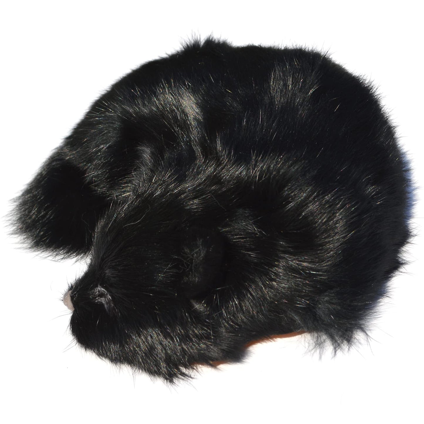 Lifelike Black Sleeping Cat Figurine - Realistic Curled Up Void Kitten Statue, Faux Fur Kitty House Panther Decor, Handcrafted Goth Halloween Decoration Home Office Gift