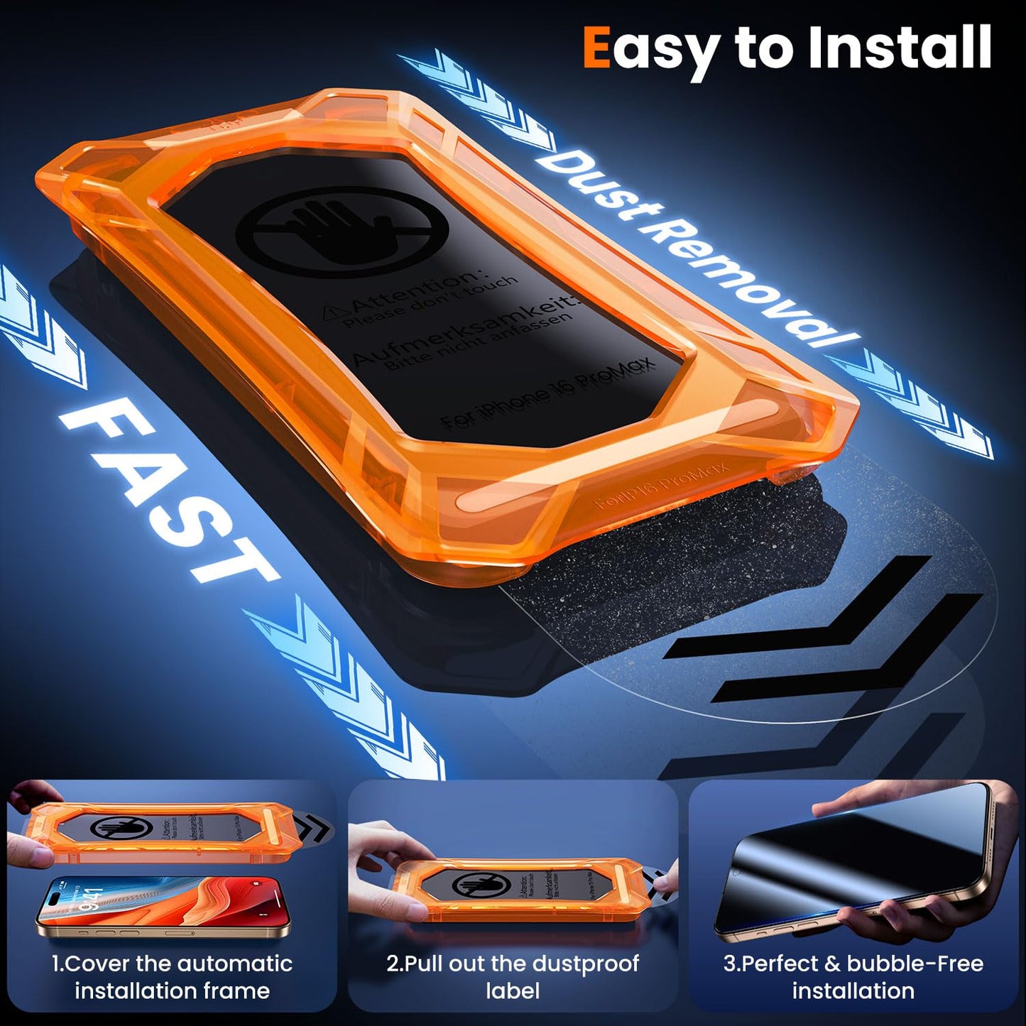 UniqueMe for iPhone 16 Pro Screen Protector - [Military Grade Shatterproof & 9H+ Hardness] Screen Protector 16 Pro Tempered Glass Full Coverage Protection, Easy Installation, 2 Packs