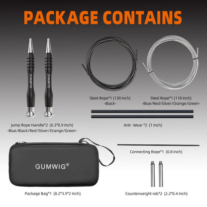 Gumwig Speed Jump Rope, Removable Weighted Double Under Jumping Rope for Men, Trainning Skipping Rope for Women, Easy to Adjust Length with a Self-Locking System, Crossfit Fitness for Adults Kids