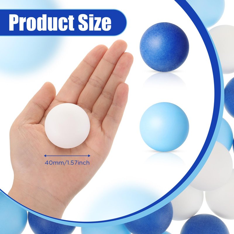 Libima 120 Pack Colored Table Tennis Balls 40 mm Plastic Balls Bulk for 4th of July Carnival Wedding Pool Games, DIY Arts, Pet Toys, School Patriotic Activities(Dark Blue, Light Blue, White)