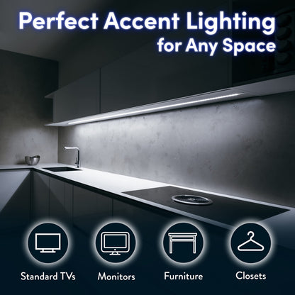 Luminoodle USB Bias Lighting - Ambient Home Theater Light, LED Backlight Strip - 6500K Accent Lighting to Reduce Eye Strain, Improve Contrast ... (Lar