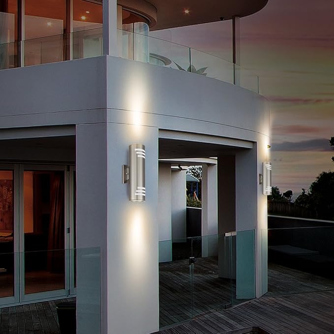 TENGXIN Outdoor Wall Lights,Exterior Wall Light Fixture with Stainless Steel Cylinder,Waterproof.