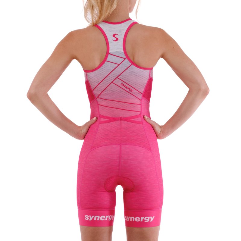 Synergy Women's Tri Suit Elite Sleeveless Racerback Trisuit (Rose, Small)