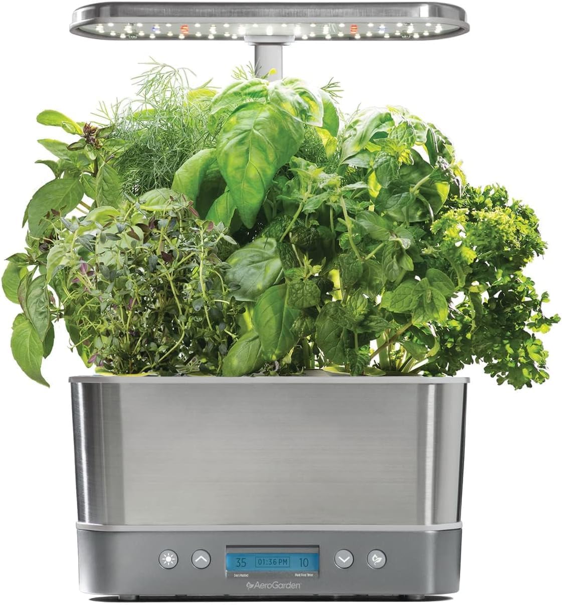 AeroGarden Harvest Elite Indoor Garden Hydroponic System with LED Grow Light and Seed Kit, Holds up to 6 Pods, Stainless Steel