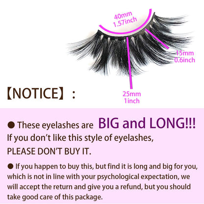 MIKIWI 25mm Lashes, Dramatic 6D Faux Mink Lashes, Fluffy Volume Eyelashes, Thick Crossed Lashes, Long Faux 25mm Mink Lashes (6D4-05)