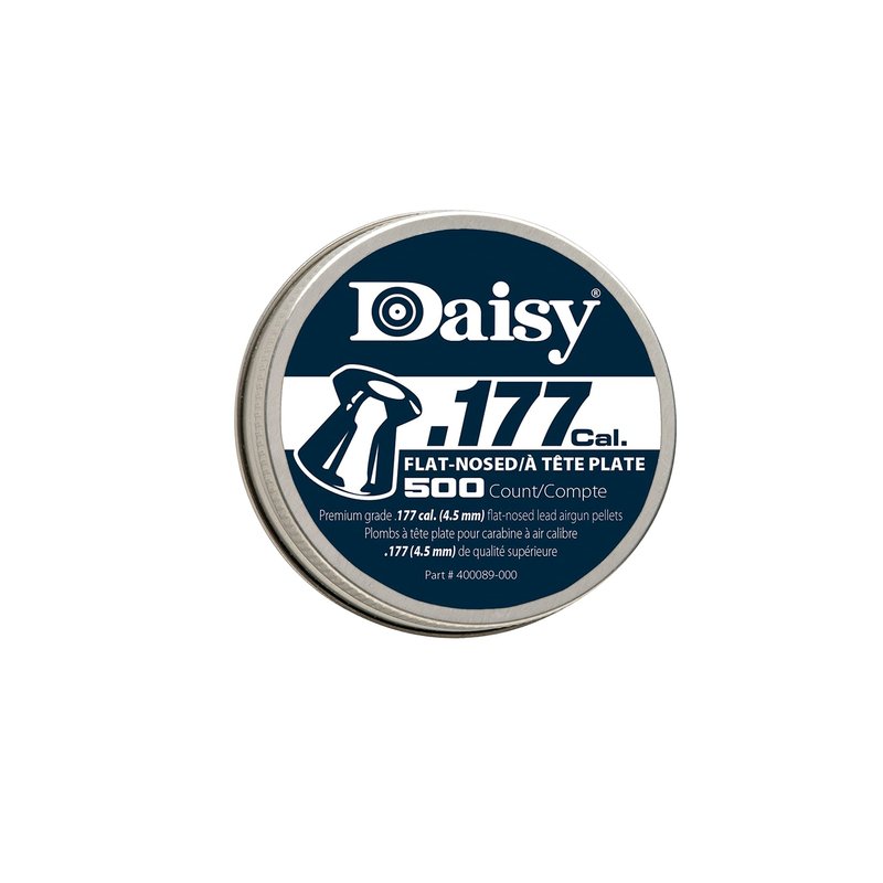 Daisy, Precision Max .177 Cal, 7.8 Grains, Wadcutter, 500ct, Flat-Nose Pellets, Flip Top Box, Belt Clip Design, .177 Caliber, 987597-406