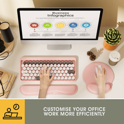 GIM Ergonomic Keyboard Wrist Rest and Mouse Pad with Wrist Support, Memory Foam Mouse Cushion Anti-Slip Computer Wrist Rest Pad for Comfortable Typing Wrist Pain Relief Keyboard Wrist Rest (Pink)