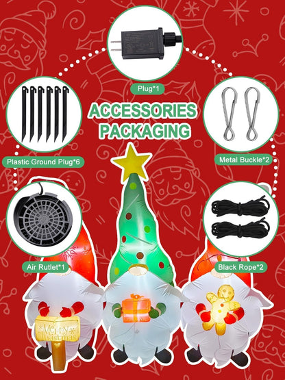 Kalolary Christmas Inflatables Decorations Gnome with Christmas Signs Gift Gingerbread Man Blow Up Yard Decoration for Halloween Party Indoor, Outdoor, Yard, Garden, Lawn Decorations