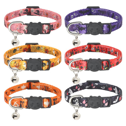 Giecooh Halloween Cat Collar, 2 Pack, Breakaway Cute Cat Collar with Bells, Halloween Pink
