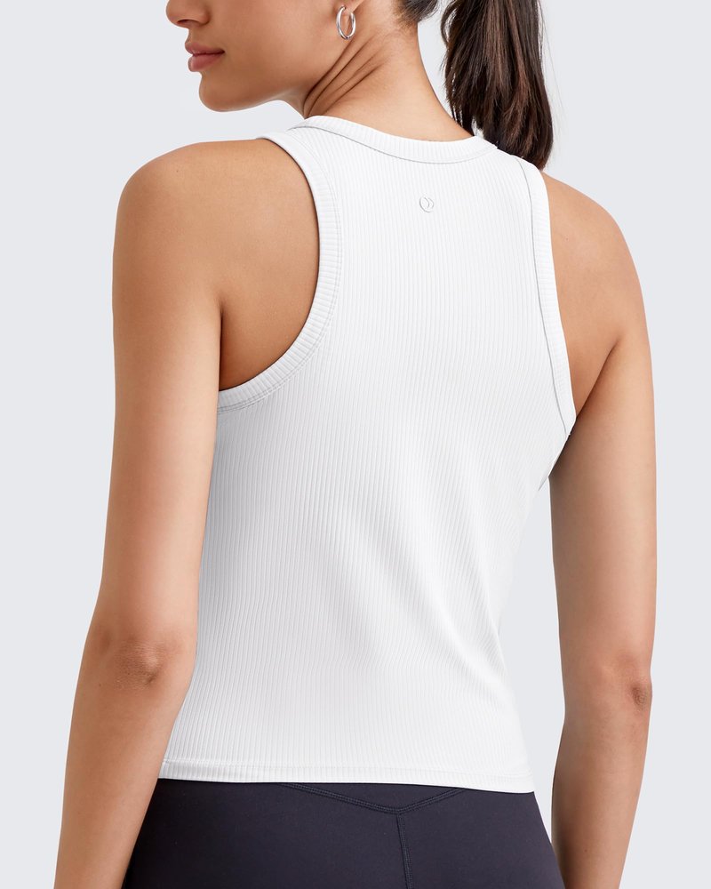 G4Free Workout Tanks for Women Sleeveless Running Athletic Tank Tops Ribbed Racerback Slim Gym Yoga Summer Casual (White,M)