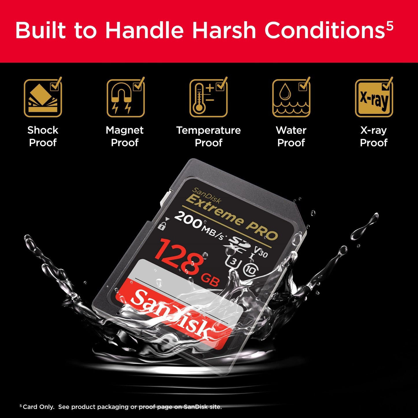 SanDisk 128GB Extreme PRO SDXC card, SD Card, V30 Memory Card, 4K UHD, up to 200 MB/s, SanDisk QuickFlow Technology, RescuePro Deluxe Data Recovery Software, UHS-I, Class 10, U3, V30
