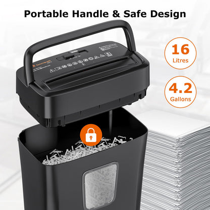 Bonsaii 8-Sheet Cross-Cut Paper Shredder for Home Office, P-4 Security, Shreds Credit Cards, Staples, Paper Clips, Overheat Protection, Easy Jam Clearance, 16L Bin (C261-C NEW)