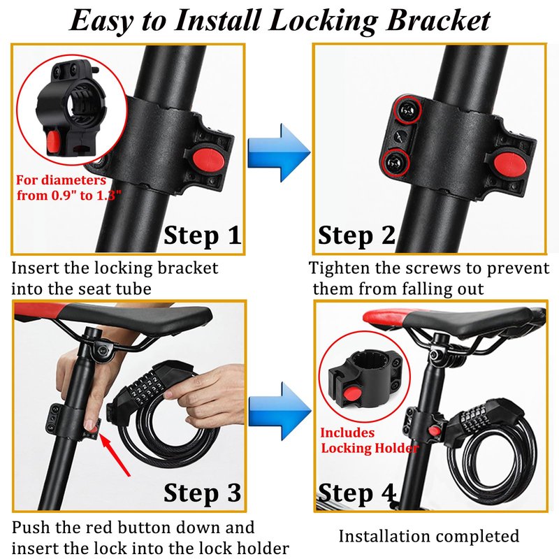 Bike Lock Combination Bike Cable Lock - 5 Digit, Bike Locks Heavy Duty Anti Theft, 3.9ft Coiled Security Resettable Bicycle Lock, Bike Accessories for Electric Bike, Motorcycle, Electric Scooter Lock