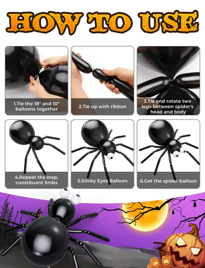 Adeyoo Halloween Balloon Garland Arch Kit - 150Pcs Black Orange Purple Balloons with Eyeball, Confetti Balloons Scary Halloween Party Balloons for Birthday Party Decorations, Indoor/Outdoor