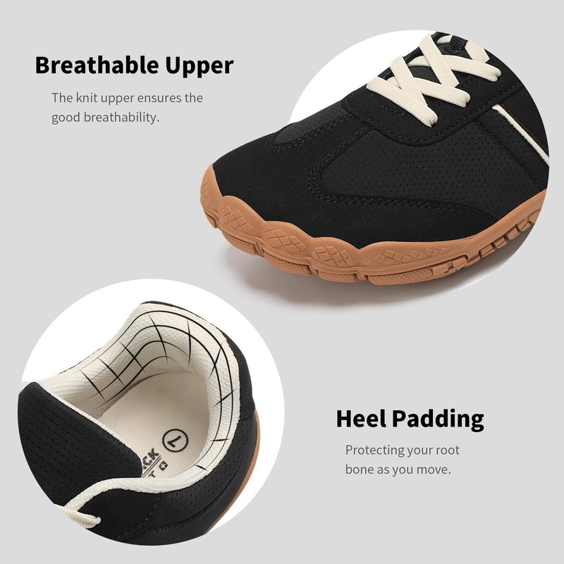 Grand Attack Barefoot Shoes Women,Wide Toe Box Minimalist Zero Drop Walking Shoes Lightweight Cross Training Trail Running Wrestling Weightlifting Fitness Barefoot Gym Sneakers Blackk Size 9