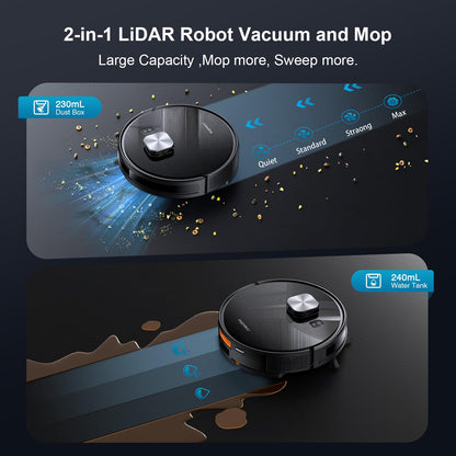 Robot Vacuum and Mop Combo, 2 in 1 Robotic Vacuum Cleaner with Schedule, App/Alexa/Voice Control, Slim 2.87", Self-Charging, 2300 Pa Suction & Long Runtime, Ideal for Hard Floor, Pet Hair, Carpet