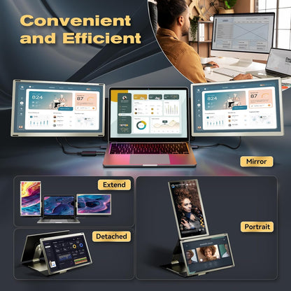 Teamgee S1 Dual Laptop Screen Extender — 14” FHD IPS Portable Monitor for 13–17” Laptops, USB-C/HDMI Plug & Play, Compatible with Windows, macOS & Android, Perfect for Hybrid Work & Travel