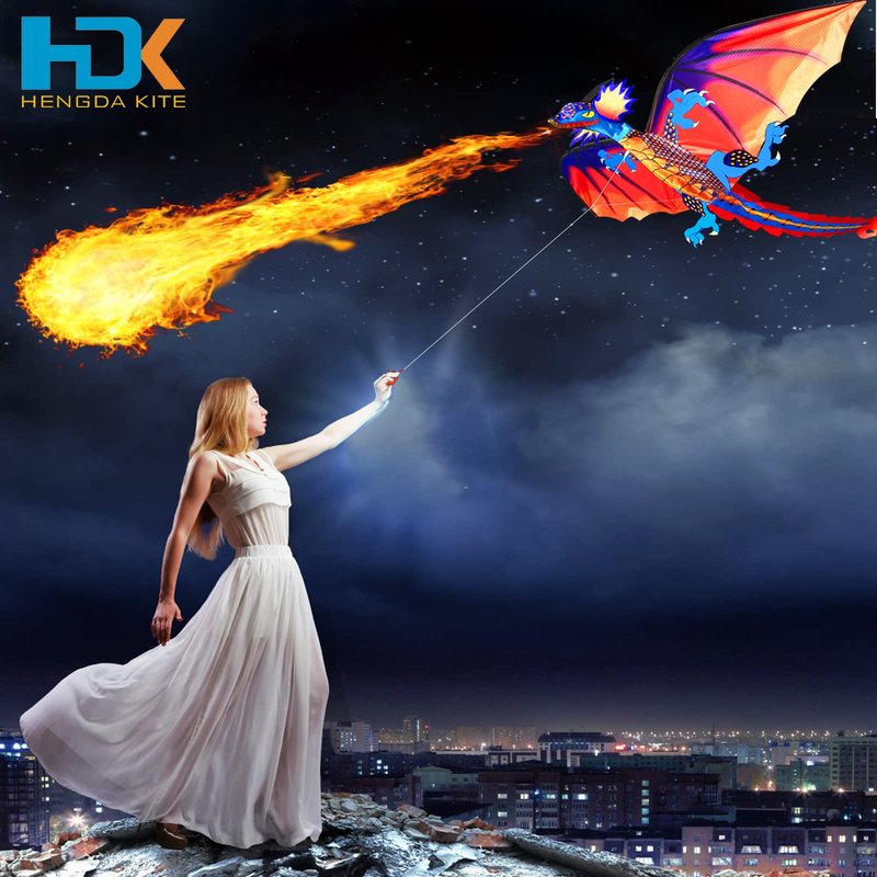 HENGDA KITE-Upgrade Classical Dragon Kite Stereoscopic Dragon Kites for Kids & Adults Easy to Fly for Beginner Easter 63inch Single Line with Tail