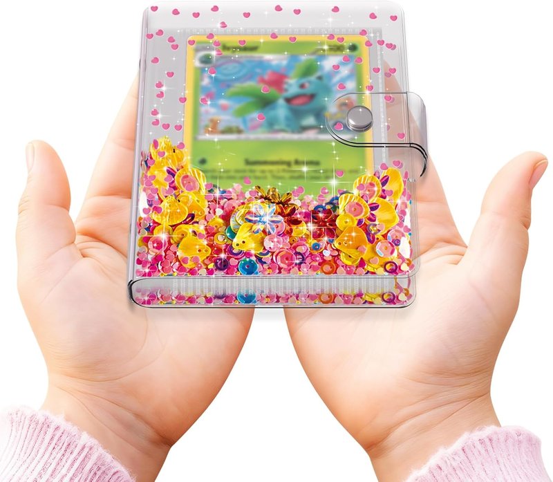 Transparent Pink Card Binder for Pokémon | Cute Trading Card Album for Kids - Holds 60 Cards