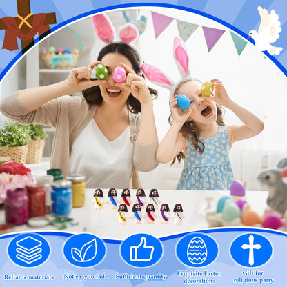 Bememo 25 Pcs Little Jesus Figures Original Design Jesus Love You Mini Rubber Toys to Hide and Seek Christmas Religious Party Favors Sunday School Baptism Gifts(Lively Colors)