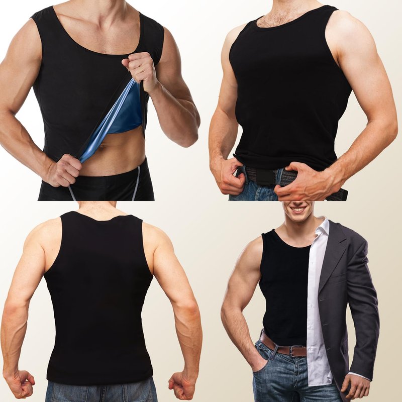 Everfion Sauna Vest for Men Waist Trainer Sleeveless Mens Sauna Shirt Sweat Suit Workout Compression Tank Top