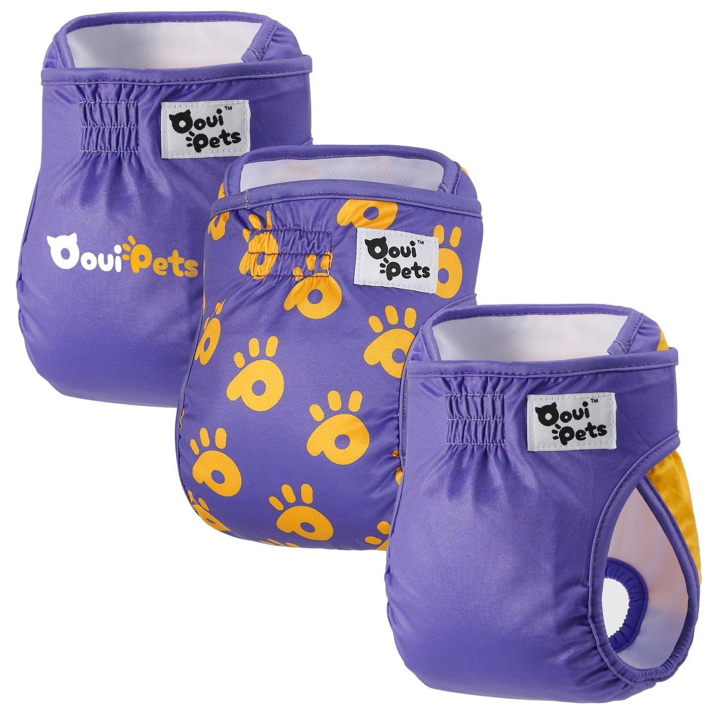 Ooui Pets 3-Pack Resuable Dog nappies female and male | Highly Absorbent Dog period pants, Adjustable, Eco-Friendly | Washable Dog Diapers Female, Chic & Incontinence Solution (Size M)