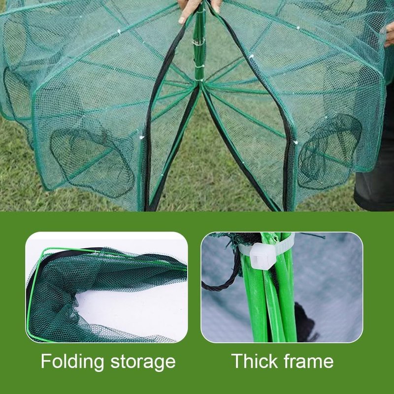 The Magic Foldable Fishing Trap, Folding Fishing Net，2024 Upgrade Auto-Foldable Strengthened Fishing Trap Net, Minnow Traps for Bait Fish，Fish Traps，Crawfish Trap，Minnow Trap(6Holes)