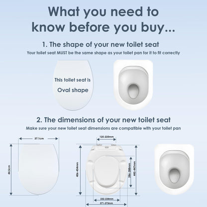 AQUALONA® Premium Thermoplastic Toilet Seat - Soft Close - Hard-Wearing Seat with One Button Hinge Release - Click, Lift & Clean Technology - Top and Bottom Fittings (White - Oval Shaped)