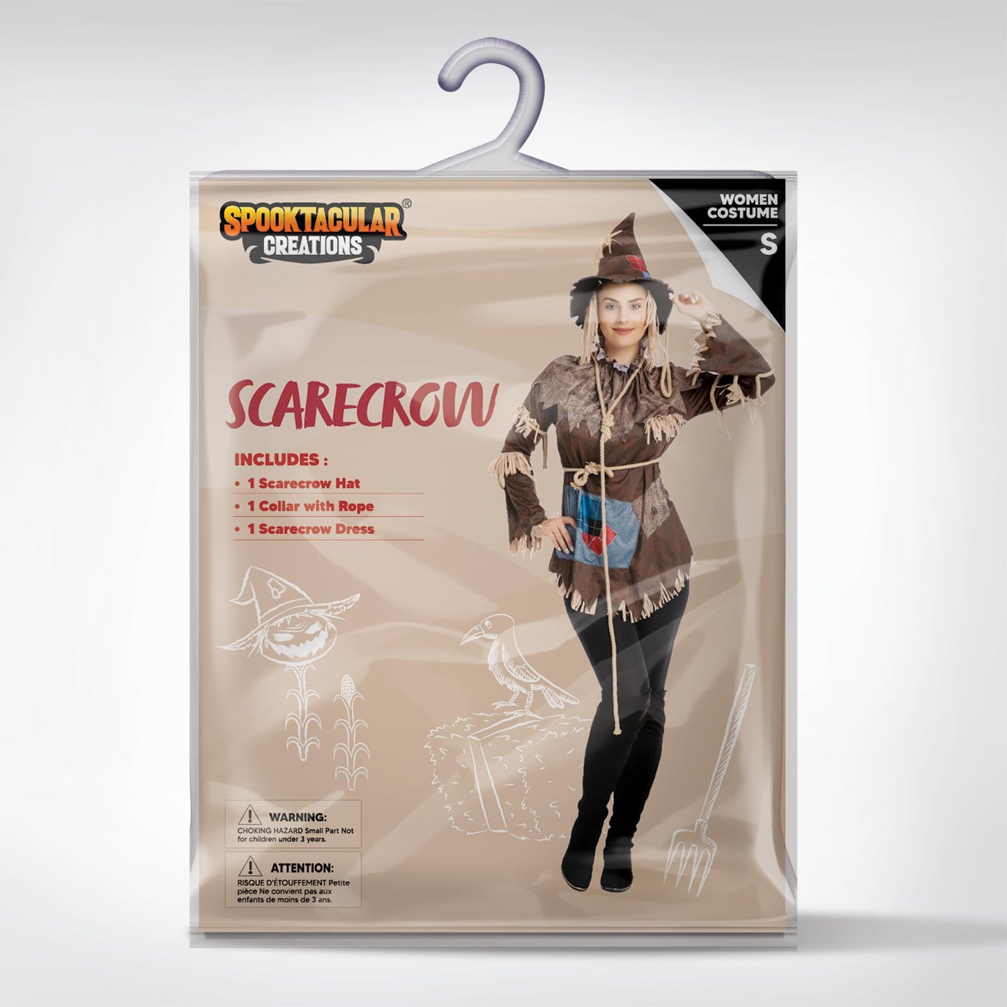 Spooktacular Creations Halloween Women Scarecrow Costume, Wicked Scarecrow Costume Women for Halloween Dress Up Party Cosplay, Role-Playing Cosplay Party (Large)