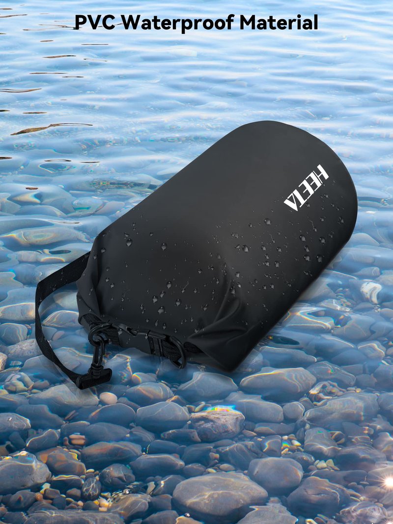 HEETA Waterproof Dry Bag for Women Men, Roll Top Lightweight Dry Storage Bag Backpack with Emergency Whistle for Travel, Kayaking, Boating, Camping, Beach, Cruise Ship Essentials (Black, 30L)