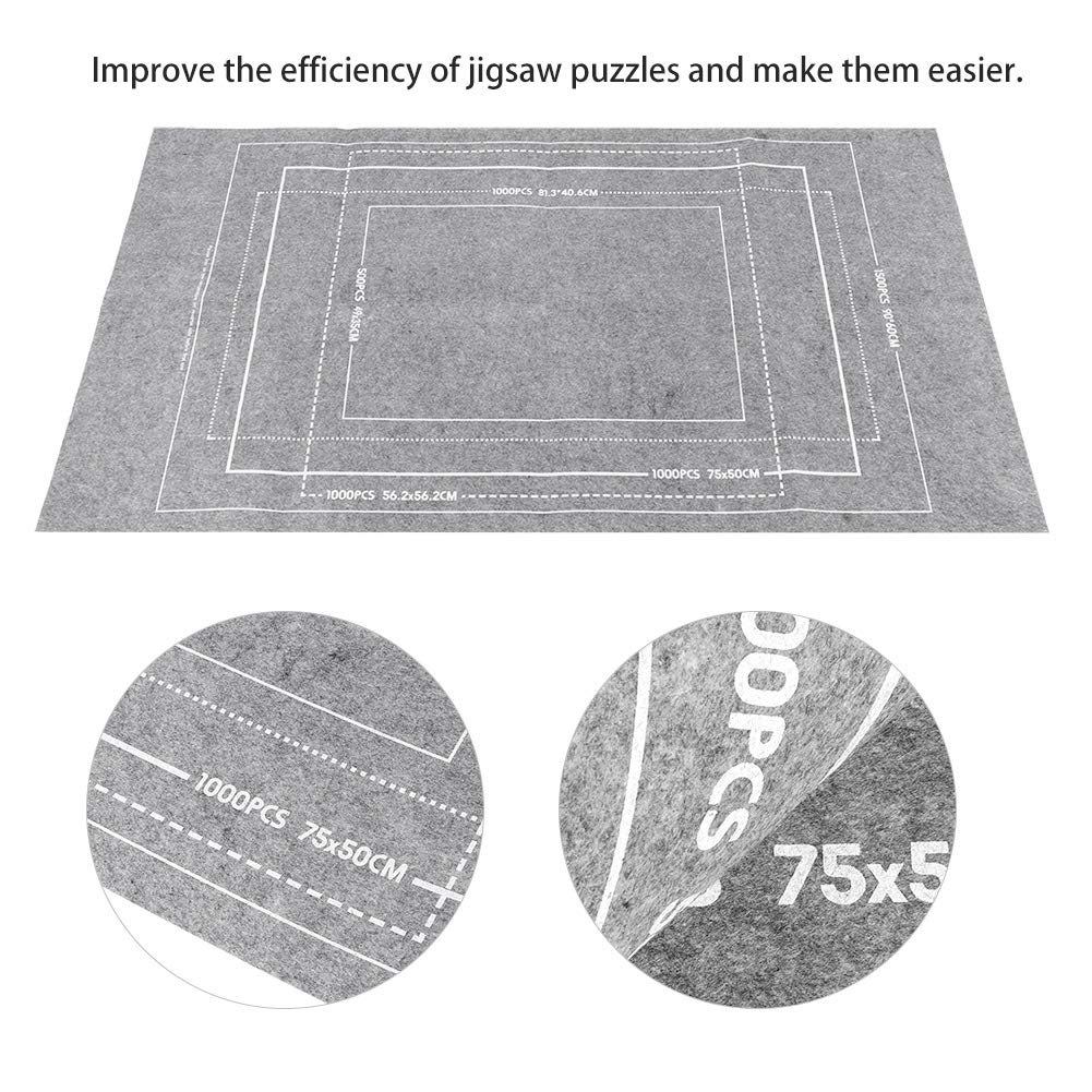 MOUMOUTEN Jigsaw Puzzle Mat, Roll Up Grey Felt Puzzel Board Keeper, Storage for 1500, 1000, 500 Piece Puzzles, 45.7 x 26 Inch