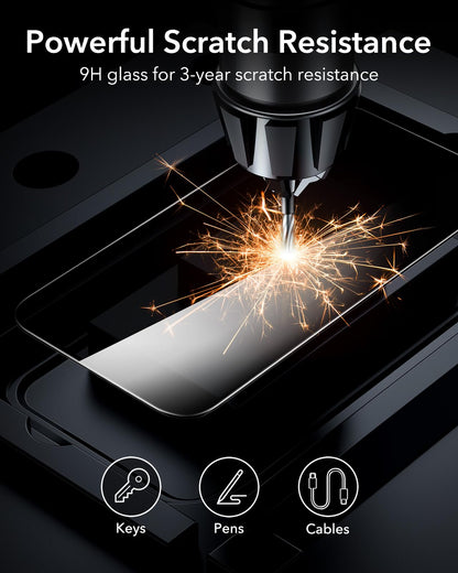 ESR 3 Pack for iPhone 15 Pro Max Screen Protector, [9H Hardness] [Military Grade Shatterproof] Full Coverage Tempered Glass Film with Easy Installation Tool, HD Clear, Scratch Resistant
