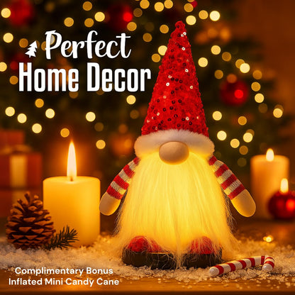 KAHF 2PCS Christmas Gnomes Decorations and Christmas Decorations Indoor Lighted - 12" Handmade Swedish Santa Gnomes Plush Cute Christmas Decor Elf Gift Xmas Table