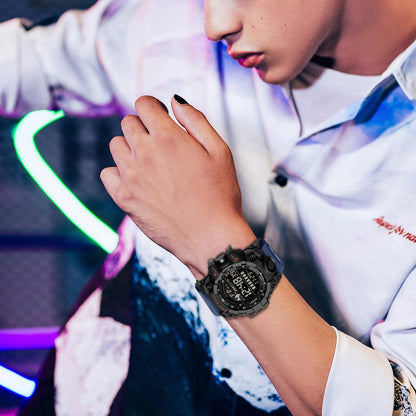 FANMIS Mens Military Multifunction Digital LED Watch Electronic Waterproof Alarm Quartz Sports Watch (Blue)