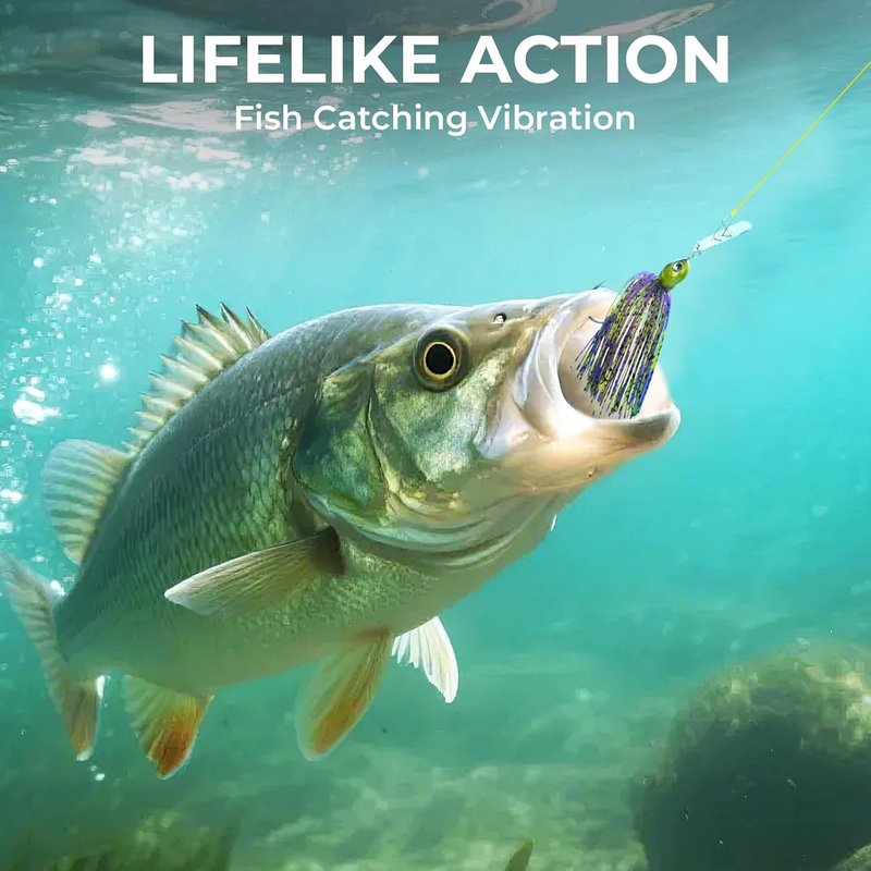 MadBite Bladed Jig Fishing Lures - Multi-Color Kits with Vibrating Action & Sharp Hooks | 3/8 oz & 1/2 oz Sizes, Includes Storage Box