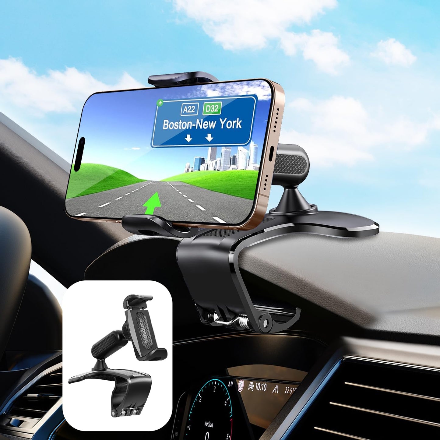 Car Phone Mount,360 Degree Rotation Dashboard Car Phone Holder, Multifunctional car Dash Board Mobile Phone Holder,Universal Dash Clip Cellphone Mount Cell Phone Holder Clip for 4-7 inch Smartphones