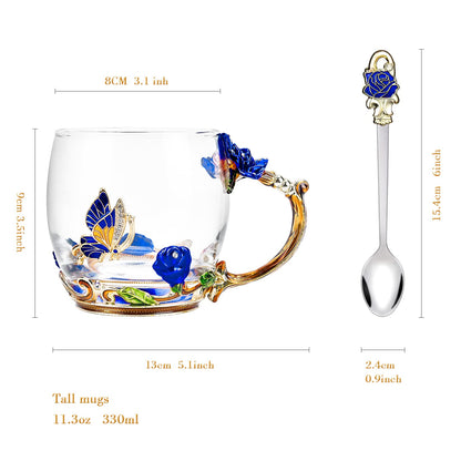 OEAGO Gifts for Mom Women Valentines Day Gifts for Her Glass Coffee Enamels Mug Best Birthday Valentine's for Girlfriend Wife Mothers Day from Daughter Son Tea Cup Stocking Stuffers Christmas