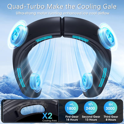 Kukiwhy Upgraded Neck Fan, 4 Pcs Turbo 6000mAh Portable Neck Fan, 360° Adjustable Handheld Fan, Bladeless USB Personal Fans for Outdoor and Indoor