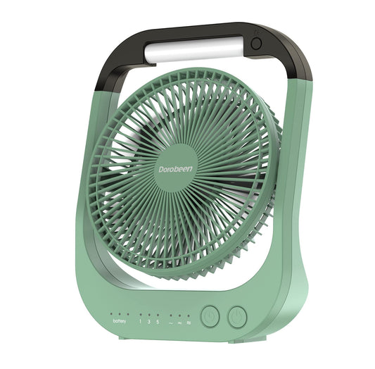 Dorobeen Rechargeable Fan, Battery Operated Fan, Portable Personal Fan, Battery Powered Desk Fan, with LED Light Fan, 8-Inch USB Fan with Timer, Quiet Fan for Bedroom, Home, Camping, Outdoor