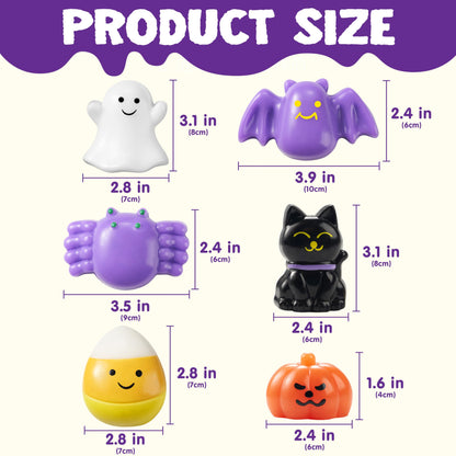 JOYIN 6 PCS Halloween Silicone Stress Relief Squishy Toys, Mini Soft Squeeze Toys for Halloween Party Favor Goodie Bag Fillers, Cute Ghost Mochis Stress Reliever Anxiety for Kids Gift
