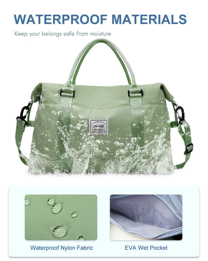 BAGAIL Travel Duffel Bag, Weekender Bags, Overnight Gym Carry On Tote Bag with Wet Pocket, Hospital Mom Bag for Labor and Delivery - Olive Green