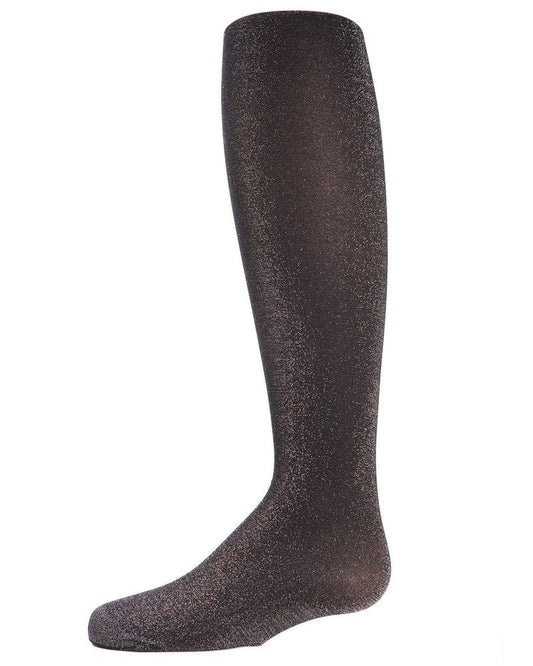 MeMoi Shining Star Glitter Tights for Girls, Opaque Sparkle Dance Tights, Shimmer Ballet Tights for Costumes, Stretch Fashion Hosiery, Black, 6-8
