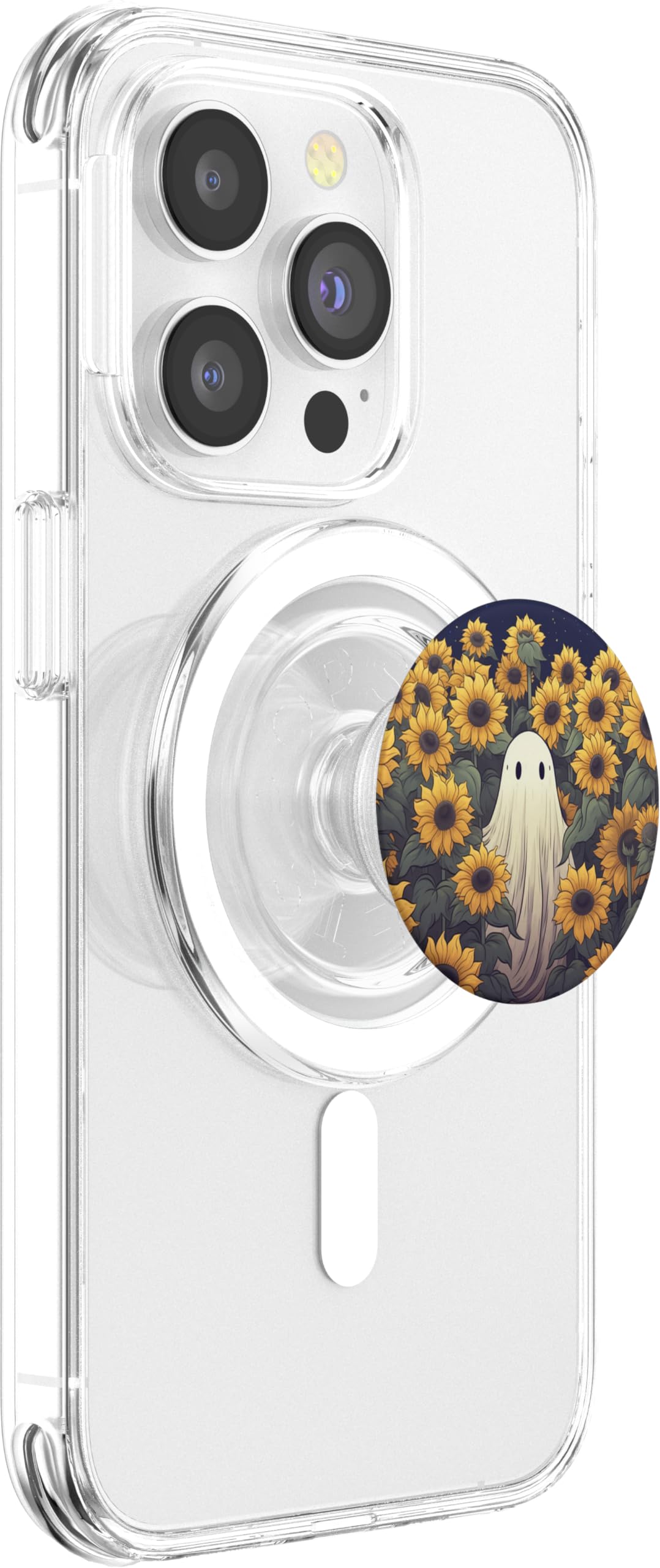 Vintage Ghost Sunflower Pattern Cute Halloween Floral Garden PopSockets PopGrip for MagSafe