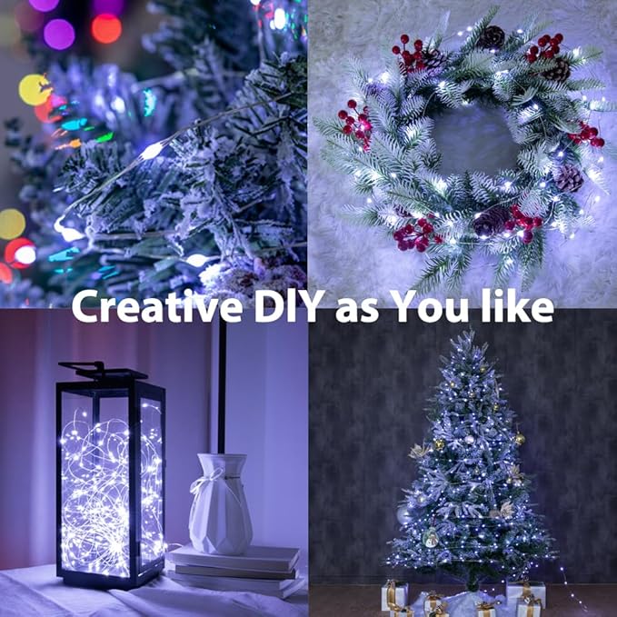 164 FT Cool White Fairy Lights, 500 LEDs, Plug - in, 8 Modes with Timer, Remote, Dimmable & Waterproof, Ideal for Bedroom, Garden, Christmas, Wedding, Birthday (Indoor/Outdoor)