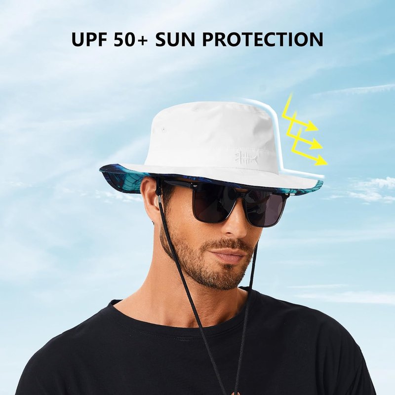 BASSDASH UPF 50+ Foldable Lightweight Bucket Hat | Patterned Sun Protection for Fishing & Hiking
